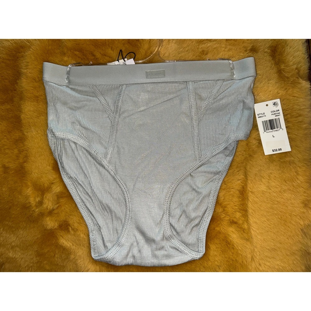 Steve Madden Briefs Ribbed‎ Underwear High Waist, Puritan Gray, Size L, NWT